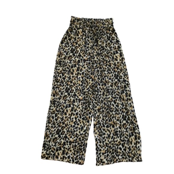 Suzie Winkle Tilio Trousers Pants Womens 34 XS Black Tan Leopard Print Wide Leg - Picture 3 of 12